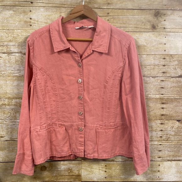 J. Jill Jackets & Blazers - J. Jill 100% linen peach coral jacket size 16